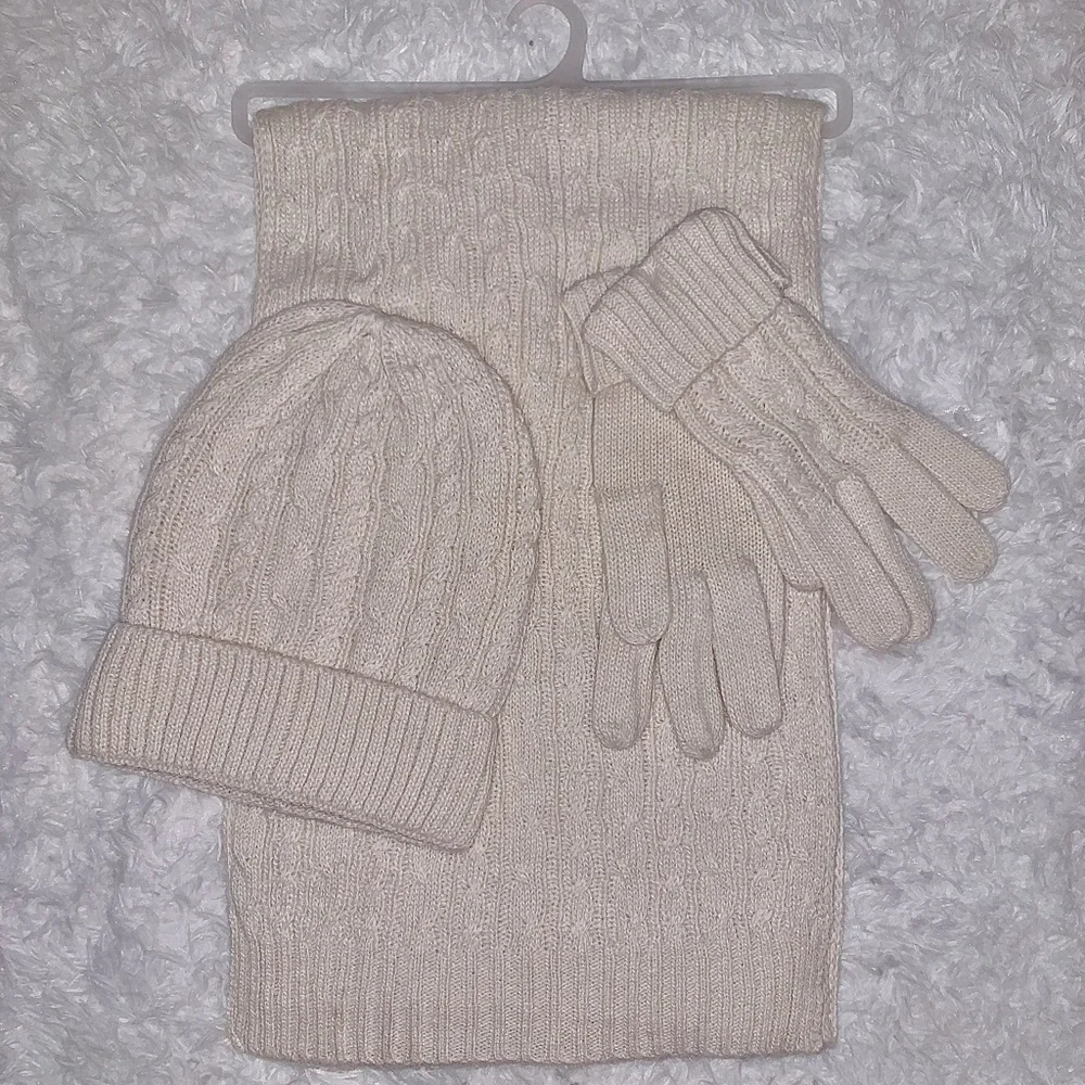 ✨White Scarf knitting wool Set Cold Weather Hat and scarves sets for women✨ - Picture 4 of 9